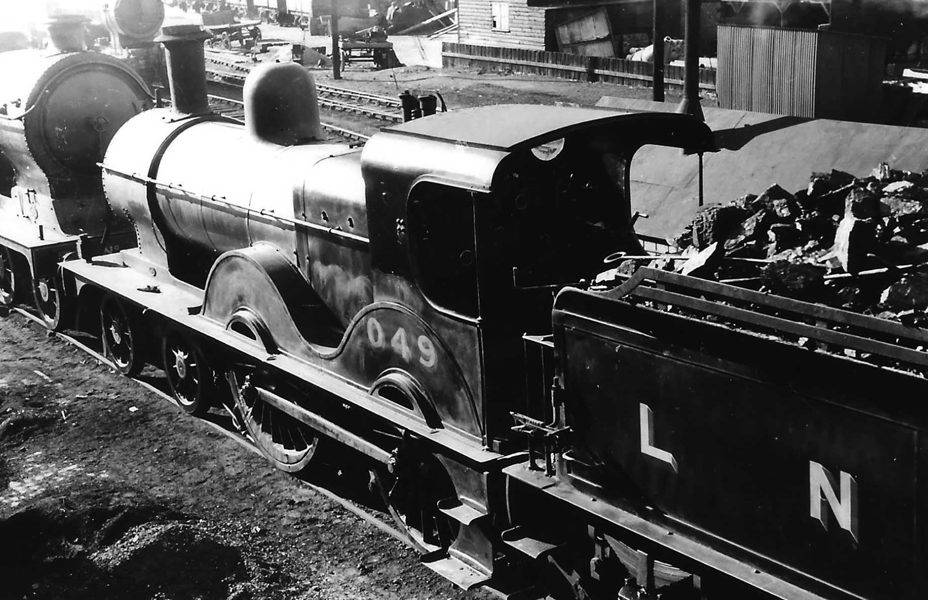 Photo showing M&GN 4-4-0 No. 049 at Peterborough East on 20 May 1938