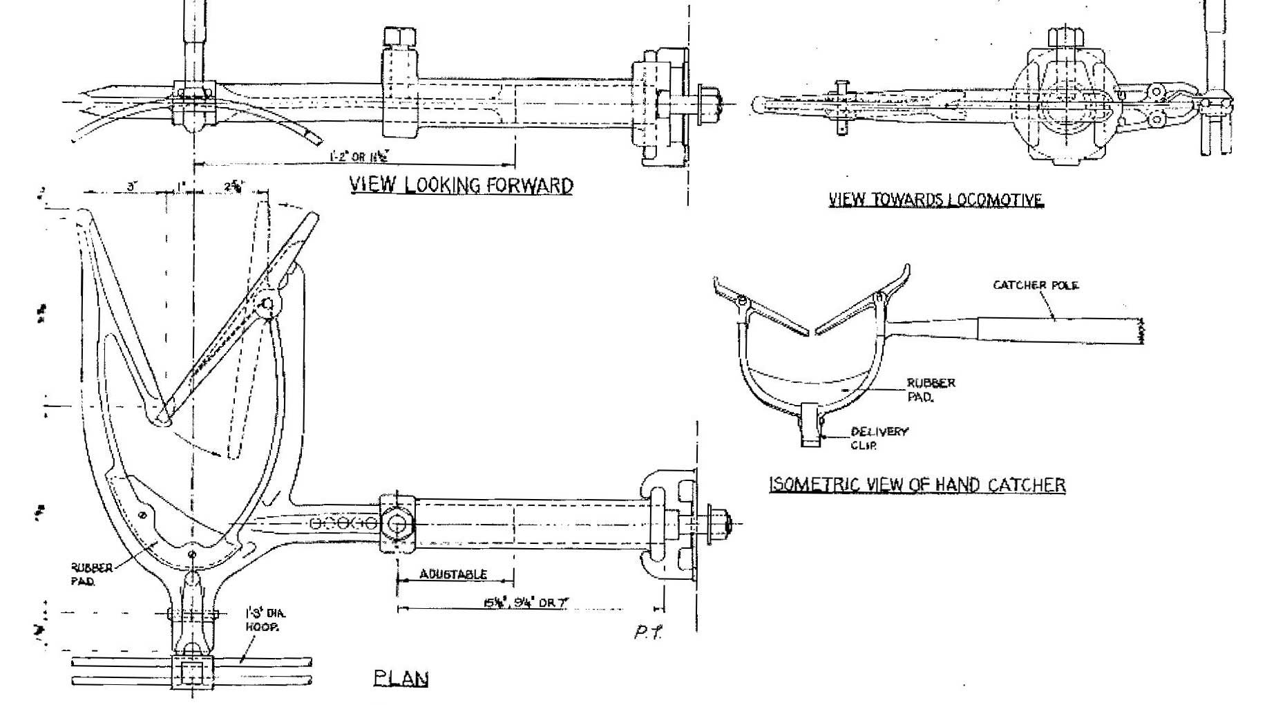 Drawing of Bryson tablet exchanger head on locomotives